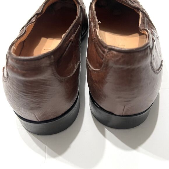 Zelli Franco Ostrich Quill Tassel Loafers in brown Size 11.5 - Picture 4 of 5